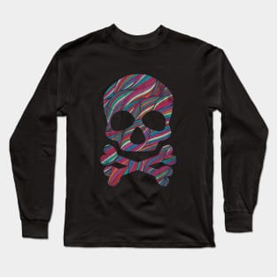 Skull and Bones Halloween Art Retro Pattern Long Sleeve T-Shirt